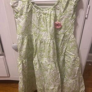 Green and Pink Kids Casual Dress